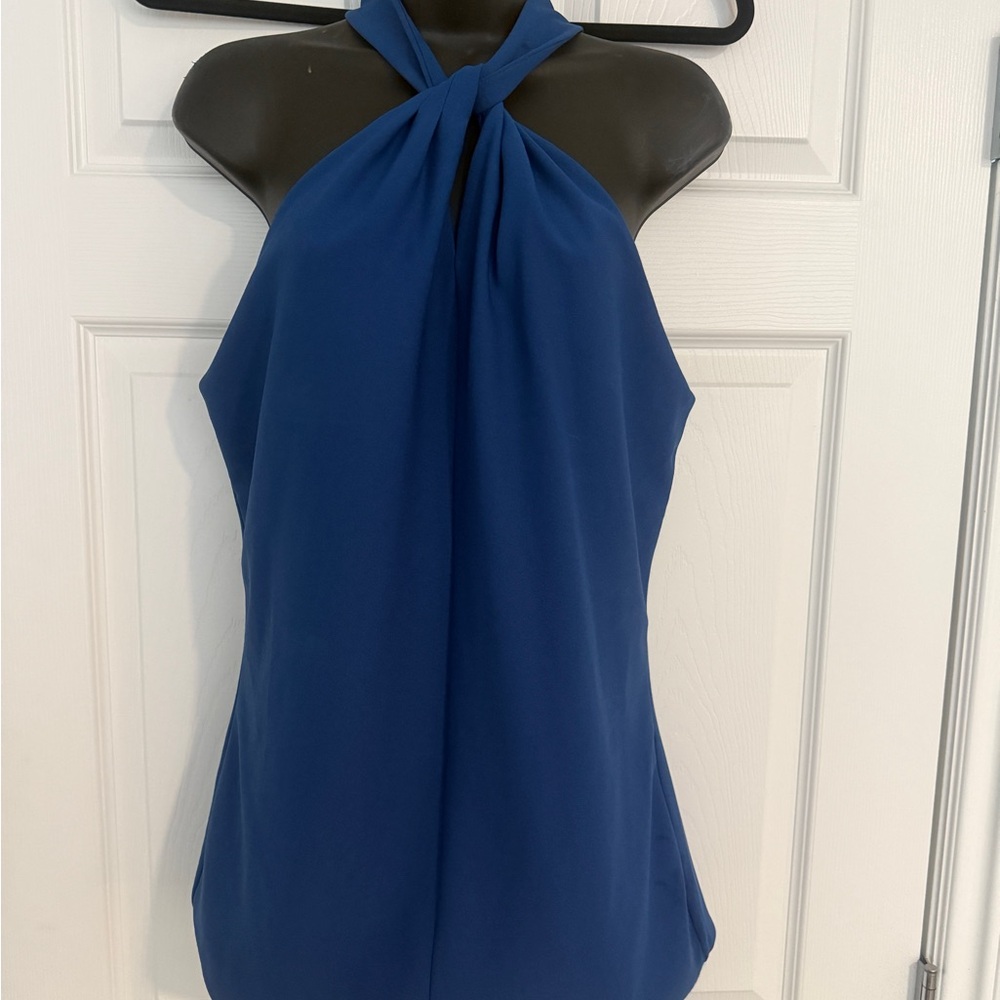 White House Black Market Royal Blue Halter Blouse